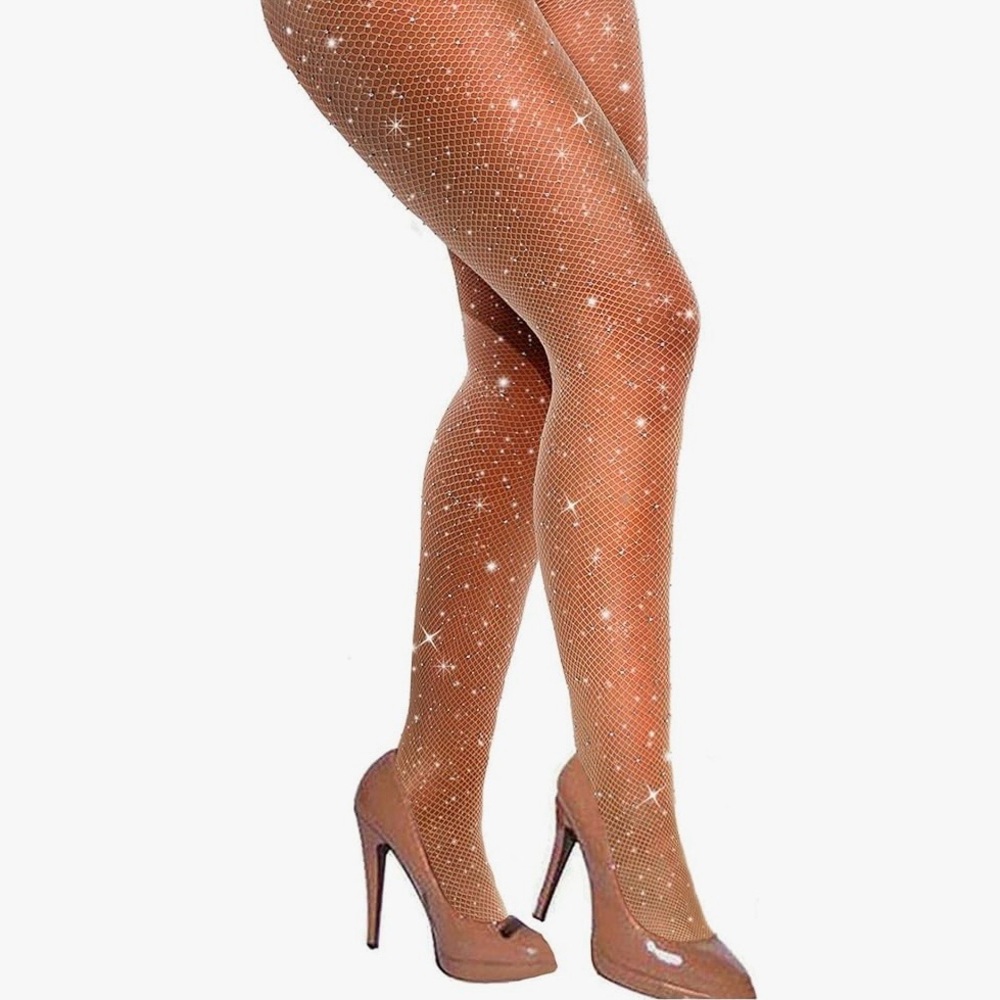 Sparkling Tan Fishnet Tights
